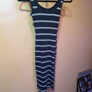 Wild Fable Black and White Striped Midi Dress